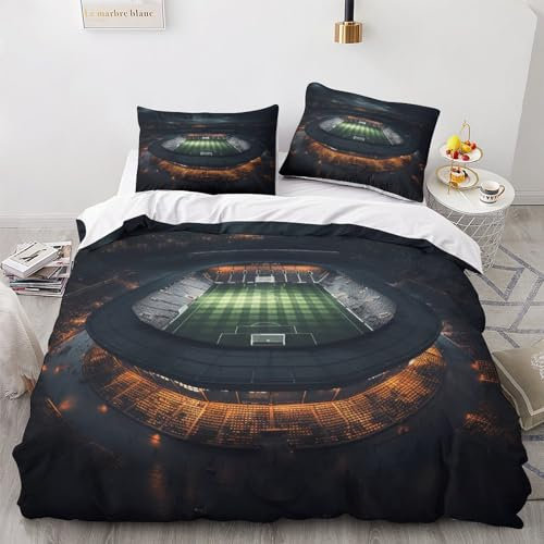 OPSREY Football Field Aide Au Sommeil Housse De Couette Doux Et Souple Comfort Cover Finesse Soccer Linge De Lit Différentes Tailles Literie Microfibre Parure De Lit Double（200x200cm）