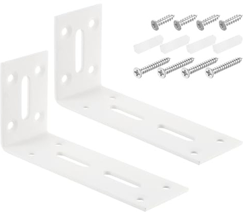 sourcing map Équerres D'Angle en L, 2 Pièces 120x40x60mm - Coins D'Angle Réglables en Acier Inoxydable, Supports D'Angle à Fente de 90 Degrés pour Réparation de Meubles Diy (Blanc)
