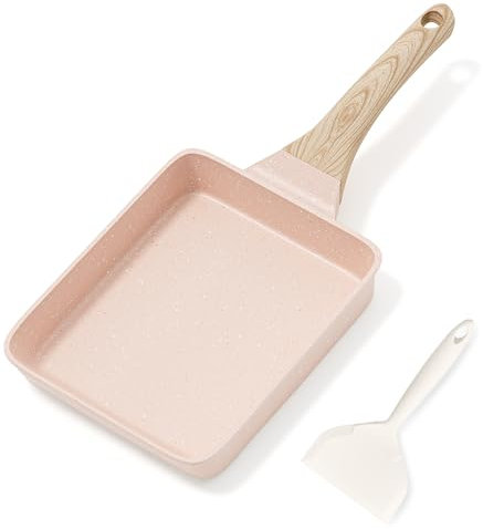 RIOVARM Poêle à Omelette Tamagoyaki Antiadhésive, Induction Avec Revêtement en Granit, Sans PFOA, Pour Œufs, Crêpes, Petit Déjeuner et Camping