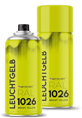 MICROTEC® Sprühlack | 400ml | hochwertiges Acryllackspray | matt oder glänzend | Sprühfarben für Metall, Holz, Kunststoff u.v.m. | große Farbauswahl (Leuchtgelb (Neongelb) - RAL 1026)