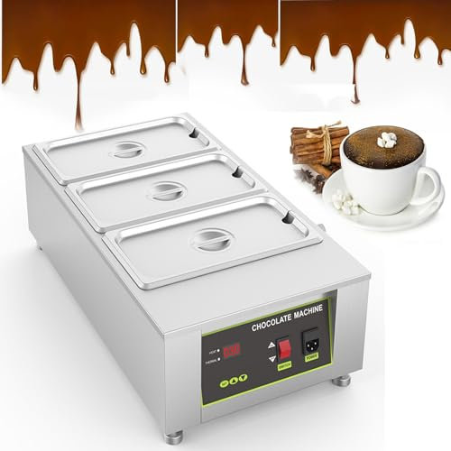Electric Chocolate Melting Machine, Chocolate Fountain,Add Water, Heating Quickly and Evenly,Commercial Hot Chocolate Dispenser Machine for Chocolate Cheese,1000W 0-95℃,Model3