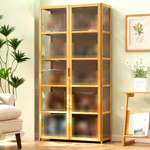 ZJHESXV Acryl Vitrine, 4 Lagen Sammlervitrine, Staubdichte 2880531031 Stehend Standvitrine, Vitrine für Bambus Sammlerstücke für Bücher, Wein, Büro, Wohnzimmer, Küche (Transparent auf DREI Seiten)