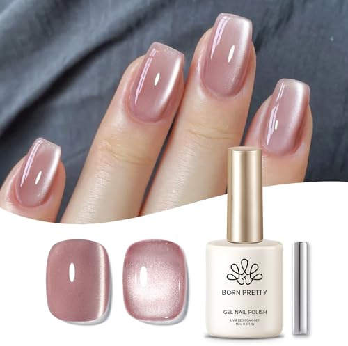 Born Pretty Cat Magnetic Eye Gel, torkad ros, månljus – UV-nagellack, gellack med glitter för manikyr och nagelkonst, gör-det-själv hemma