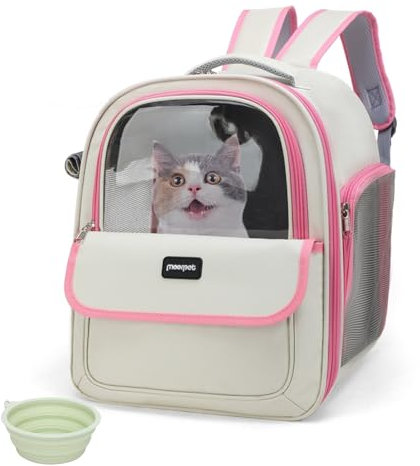 Katzenrucksack - Hunderucksack mit großem Raum, atmungsaktives Fenster, Kratzfest - Langlebiger Tiereträger ideal für Reisen, Wandern und Outdoor-Aktivitäten (Rosa)