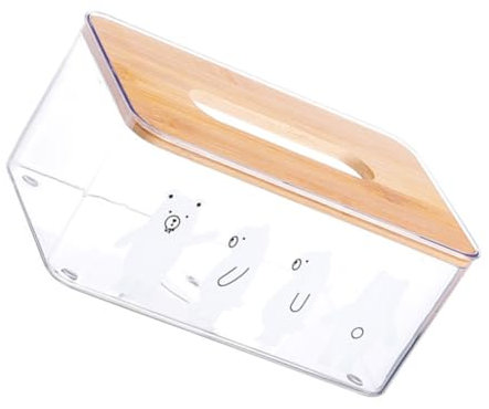 Cabilock 1 Stück Karton Transparente Taschentuch Box Luftdicht Zusammenklappbar Deckel Speisekammer Einheit Auto Korb Puffs Taschentücher Würfelboxen Hölzern