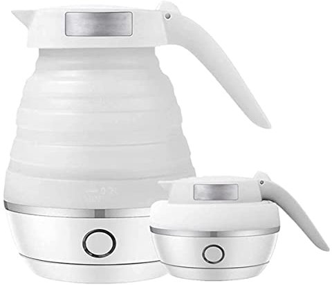 Bouilloires, Bouilloire Pliable, Bouilloires Pliables de 0,6 L, pour Chauffe-Eau en Silice de Qualité Voyage, Bouilloires Pliables Portables, Adaptées au Salon Familial et à la Chambre/Blanc/15 * 15