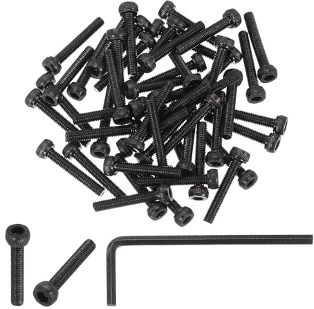PATIKIL M3 x 18mm Hex Socket Head Screws Cap Bolt, 50 Pack 12.9 Grade Carbon Steel Hexagon Socket Screw Hex Socket Drive Machine Screws with Hex Wrenches, Black