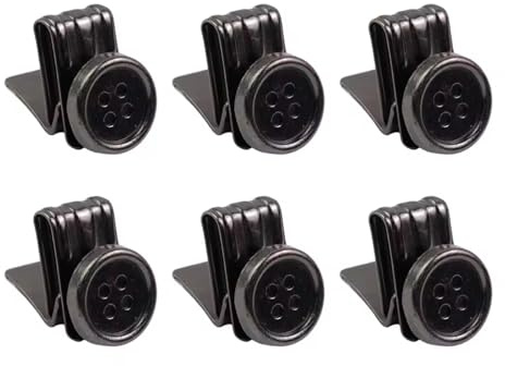 6 Stk Schwarze Hosenträgerknöpfe, Entenschnabelschnalle, 2.5 * 2 * 1.2cm, Nähfreie Knöpfe für Herren, Kein Nähen Clip On Knöpfe, Riemenknöpfe, Bügeleisen Clipknopf, für Hosenträger, Jeans, Gürtel