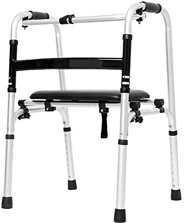 Faltbarer Rollator, Zusammenklappbarer, Leichter Gehwagen Mit 2 Rädern, Sitz Und Tasche, Aufrecht Stehender Gehwagen Aus Aluminium Für Senioren, Höhenverstellbare Tritthilfe Für Ältere Menschen, Trag