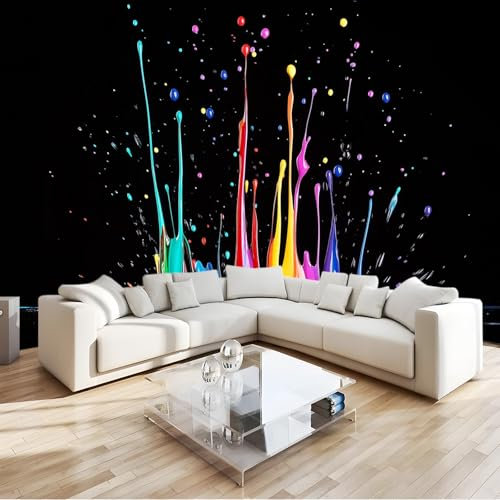Peel and Stick Wallpaper Modern Abstract Paint Deco 400 x 280 cm for Bedroom Children's Room Removable Peel and Stick Self-Adhesive Wall Murals Large Photo Wallpaper Black