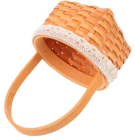 STOBAZA Cesta de Mimbre para Flores de Madera Tejida Mano Cesta para Guardar Dulces Flores Decoración de Boda Uso Hogar y Jardín