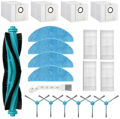 HUAREW Accesorios de Repuesto para Cecotec Conga 7490 Immortal/ 8290 Immortal Ultra Power Home Genesis X-Treme,1 Cepillo Principal, 6 Cepillos laterales, 4 filtros, 4 Paños, 4 Bolsa (20 piezas)