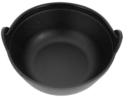 CONGARTENO Cast Iron Cauldron Pot 19cm Sturdy Outdoor Cooking Cast Iron Cookware Single Handle Camping Stewing Pot Portable Picnic Stockpot for Outdoor Use