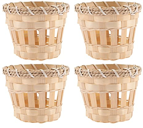 Kichvoe Bambus Lampenschirm Klein 4Er Set Trommel Lampenschirme Für Deckenlampen Innenleuchtabdeckung Lampenschirme Für Wohnzimmer Schlafzimmer Hotel 4.13 X 4.13 X 3.15 Zoll