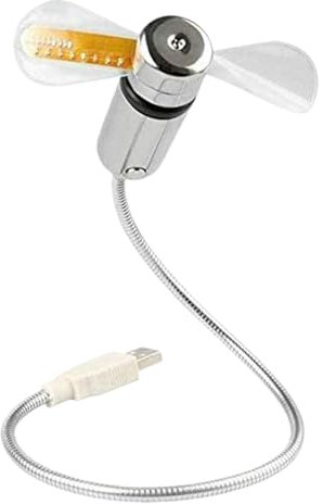 Ventilatore USB,Orologio con Termometro Integrato e Mini Ventilatore - Collo Flessibile, Luce Soffusa Integrata e Ventilatore Rinfrescante con Angolazione Regolabile per Dormitorio, Pendolari, , Campe