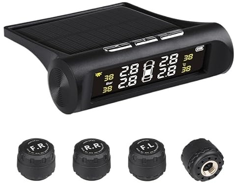 Capteur Pression Pneu Système de surveillance d'alarme de pression des pneus de voiture, contrôle automatique de la luminosité, énergie solaire sans fil, 4 capteurs, accessoires de décoration Pression