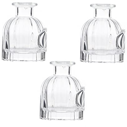 GARVALON Botellas Difusoras de Vidrio 50Ml Tapas de Madera y Tapón de Silicona 3 Piezas para Aromas Ambientales Decoración de Hogar Uso Dormitorios y Baños