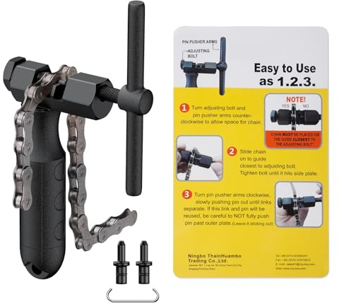 Pawfly Fahrrad Kettennieter Werkzeug Fahrrad Kettenabnehmer für 5 bis 12 Gang und Einfachgang Ketten Kettenwerkzeug mit Kettenhaken und 2 Ersatz Antriebsstiften Kettennietentferner