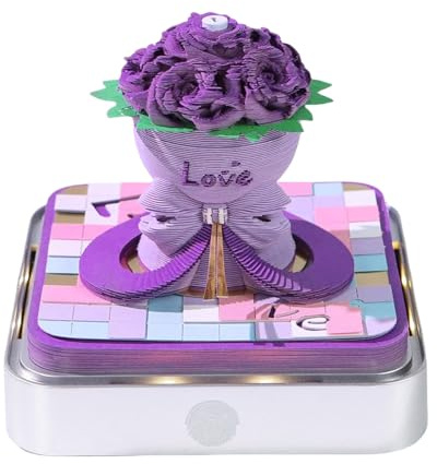 Générique Calendario Della Moneta 3d Time 2026 - Rose Memo Pap Paper Tear Away Art Notepad | Pezzo Di Calendario 3d per la famiglia di Natale del Ringraziamento