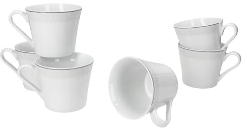 Ritzenhoff & Breker Venezia Kaffeetasse für 6 Personen I 6X Tasse 180ml & I Elegantes Porzellan-Geschirr mit Relief in Kieselstein-Optik I Coffee-Pott