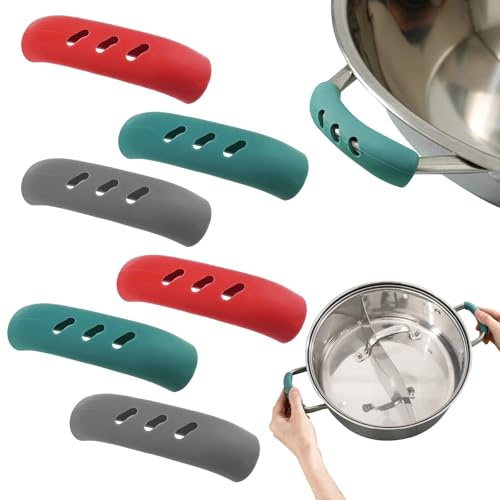 Twcyws 12 Silicone Pot Handle Covers - Heat Resistant, Non-Slip, for Cast Iron Skillet & Pans