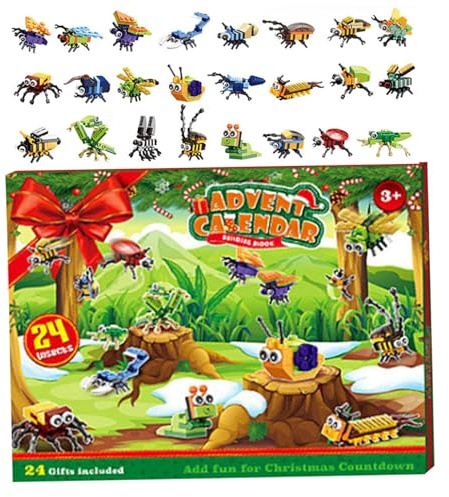 Calendario de Adviento de Navidad 2023 con juguetes de bloques de construcción, paquete de 24 calendario de cuenta atrás de Navidad para niños, regalos de para adolescentes, niños y niñas, es