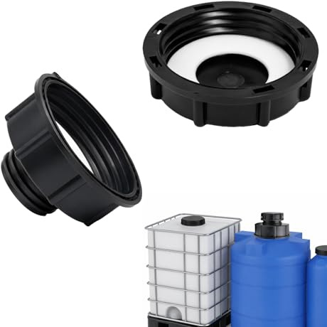 Flewdart IBC Deckel S100x8 auf s60x6 mit tankdeckel S60 Abdeckung Kappe 60mm Schwarz für IBC Tankabdeckung 1000L Wasser Tank Aquarium Fassventil Gartenbewässerung (S100 AUF S60)