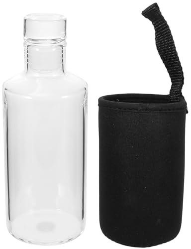 TOGEVAL Bouteille D'eau en Verre Borosilicaté Transparent 300 Ml avec Bouchon Étanche, Bouteille de Jus Multifonction Réutilisable pour Usage Quotidien et Activités en Extérieur
