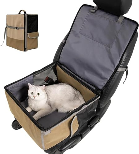 Hundbilstol, konvertibel djurbärare, tvättbar och avtagbar andningsbar djurbilstol - för katt, valp, smårasiga husdjur, resor, fordon, SUV, campingc