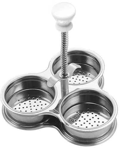 Molde para huevos escalfados sartén de acero inoxidable con orificio molde para huevos escalfados apto para alimentos con 3 moldes para y mango de ABS moldes para para el desa