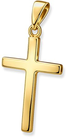CLEVER SCHMUCK Kreuz Anhänger Gold 21 mm schlicht glänzend 925 Sterling Silber vergoldet Konfirmation Geschenk in Schmuckverpackung