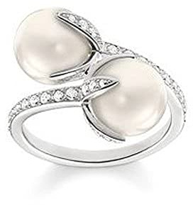 Thomas Sabo Damen-Ring Glam & Soul 925 Silber Zirkonia transparent Perle Gr. 54 (17.2) - TR2079-167-14-54