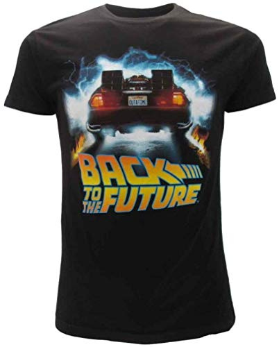 Sabor Ritorno al Futuro T-Shirt Maglietta Nera Delorean Outatime Ufficiale Originale BTTF (L Large)