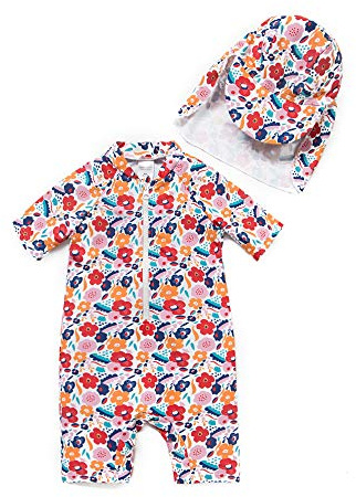 BONVERANO Baby Mädchen Badeanzug EIN stück Kurzärmel-Kleidung UV-Schutz 50+ Badekleidung MIT Einem Reißverschluss…