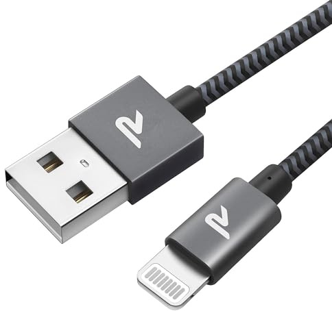 RAMPOW iPhone ladekabel Lightning Kabel MFi Zertifiziert Ladekabel Grau 2M | Ladekabel iPhone Kompatibel mit iPhone 14/13/13 Pro/13 mini/13 Pro Max/12/12 Mini/12 Pro/12 Pro Max/11/XR/XS/X/8