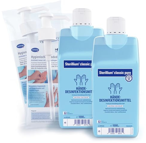Horn Medical Dosierpumpen (2 Stück) mit Sterillium Classic PURE Händedesinfektionsmittel (2 x 1000 ml)