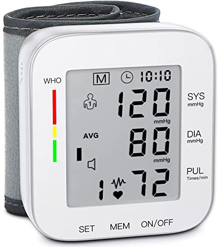 MMIZOO Wrist Blood Pressure Monitor Bp Monitor Large LCD Display Blood Pressure Machine Adjustable Wrist Cuff 5.31-7.68 inch Automatic 99x2 Sets Memory with Carrying Case for Home Use (W1681)