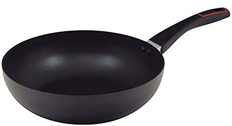 RB RENBERG - Wok Antiadherente Fabricado En Aluminio Prensado - Apto Inducción, Diámetro Superior 28 Cm, Diámetro Base 8 Cm, Color Negro Tierra – Fácil Limpieza – Todo Tipo Cocinas