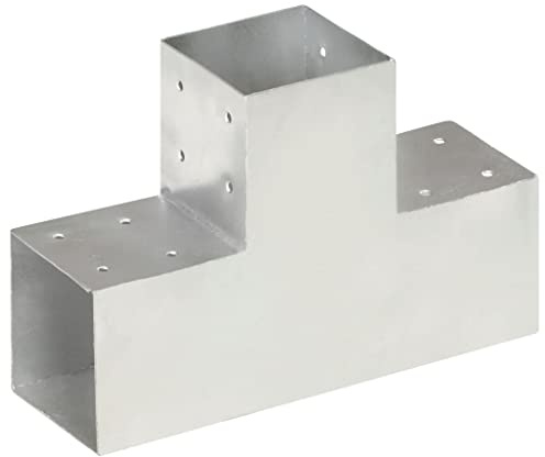 vidaXL Pfostenverbinder T-Form 3 Hülsen Balkenschuh Holzverbinder Eckverbinder Pfostenecke Balken Verbinder Feuerverzinkt Verzinktes Metall 101x101mm