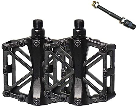 Free-fly Fahrradpedal – Aluminium-Kugellager, Fahrradpedale mit 16 Anti-Rutsch-Pins – leichte Plattformpedale – universelles 9/16-Zoll-Fahrradpedal für Mountainbike, BMX, MTB, Rennrad (schwarz)