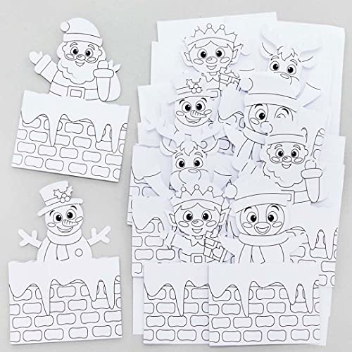 Baker Ross FE867 Kamin Pop Up Karten - 10er Pack, Weihnachtskarten für Kinder zum Selbermachen, Ausmalen und Verschenken.