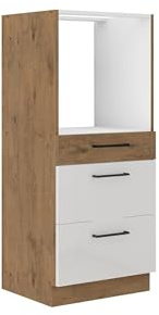Kuechen-preisbombe Vigo Midischrank 60 Eiche Lancelot Weiß Hochglanz Küchenzeile Küchenblock Küche