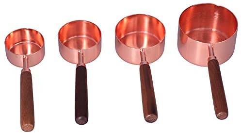 Set di 4 misurini con manico placcato in rame, utensili da cucina per cottura al forno con misurazione per ingredienti secchi e liquidi