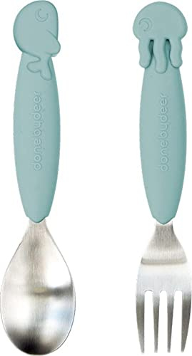 Done by Deer Easy-grip Löffel- & Gabelset Sea friends Blau