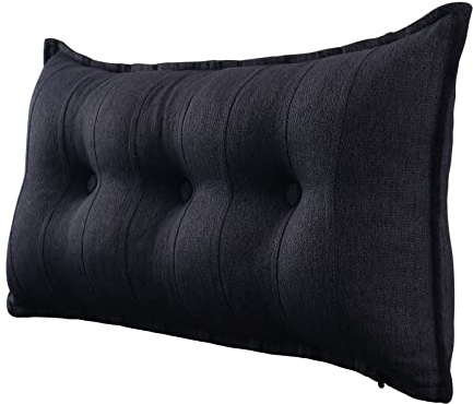Johnear Coussin de Dossier pour canapé, Grand Coussin de Lecture en Lin, Oreiller Triangle Compensé Wedge, Coussin Lombaire, tête de lit, Coussin Mural pour Les Jambes, Gris foncé, 100 x 8 x 50 cm