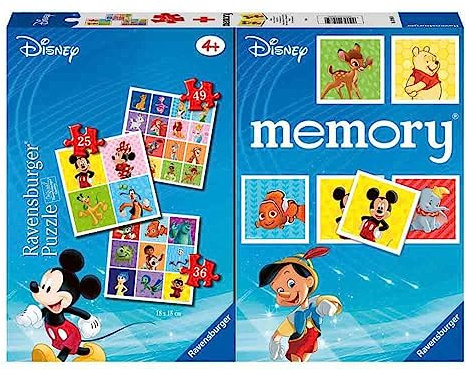 Ravensburger - Disney Memory® 48 Karten + 3 Kinder Puzzle 25/36/49 Teile, 4+ Jahre Kinder ab 25/36/49 Teile, 4+ Jahre