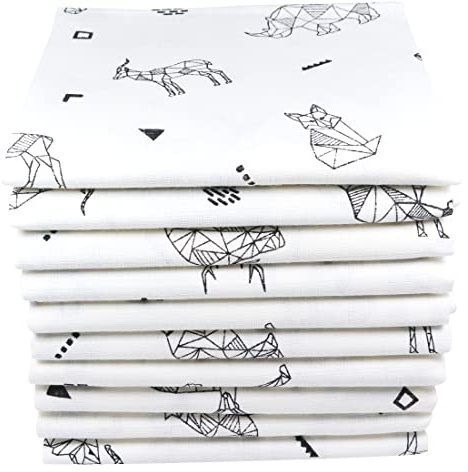 M.M.C. Mulltücher mit Zoo Tier Motiven 10er Pack | Spucktücher Baby | Stoffwindeln 70x80 | Mullwindeln | Öko-Tex (Geometrische Tiere)