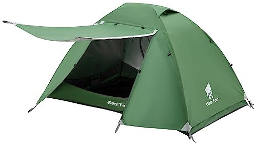 GEERTOP 2-Personen-Zelt für Camping Leichtes Backpacking Zelt, einfache Einrichtung Camping Zelt für Outdoor Wandern Reisen, mit Markise Vestibule Zwei Türen