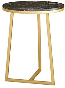 Nachttische Runder Couchtisch auf dem Balkon, Marmortischplatte, einlagiger Metall-Teetisch, Café, Schlafzimmer, Wohnzimmer, Sofa, Beistelltisch, Korbtisch (Farbe: A, Größe: 50 x 50 x 60 cm)