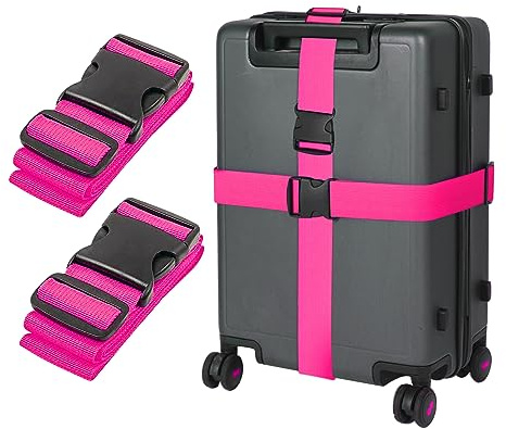 Cinghia Valigia per Bagagli Regolabile,Cinture Cinghie per Valigia da Viaggio,Cintura Valigia Aereo,Fascia per Valigia, Regolabile Cinghie Valigia per Valigie Bagaglio Viaggiare (Rosso)